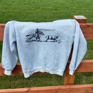 Gray Cowboy Graphic Sweater